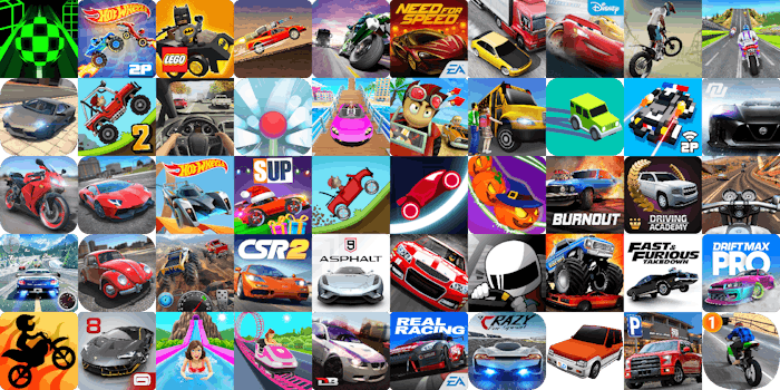 App icons of Top 50 mobile games in the US Play Store Game - Racing Category 